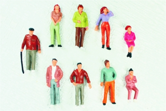 P43 10 야외 1시 43분 건축 규모 모델 사람들이 Painted 그림 4.8 cm 협력 업체